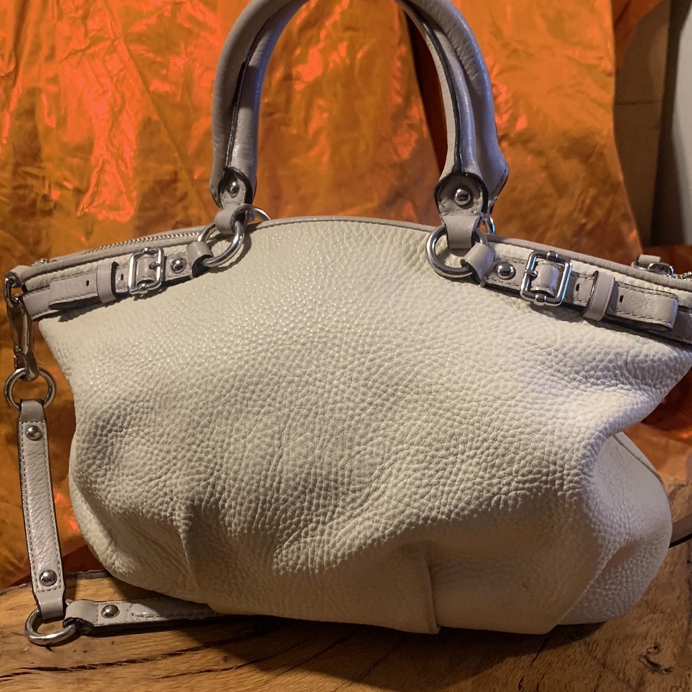 COACH MADISON SOPHIA PURSE IVORY CREAM WITH SNAKE PYTHON PRINT TRIM - Picture 6 of 14